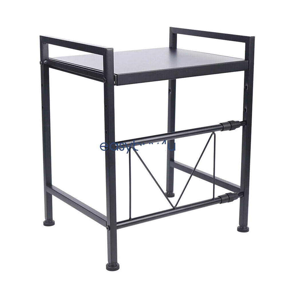 14.5~22.8 inch Microwave Oven Rack, Single Tier Countertop Microwave Oven Rack, Metal Shelf Kitchen Gentlemen Storage Cabinet Stand, Expandable Retractable Microwave Oven Rack