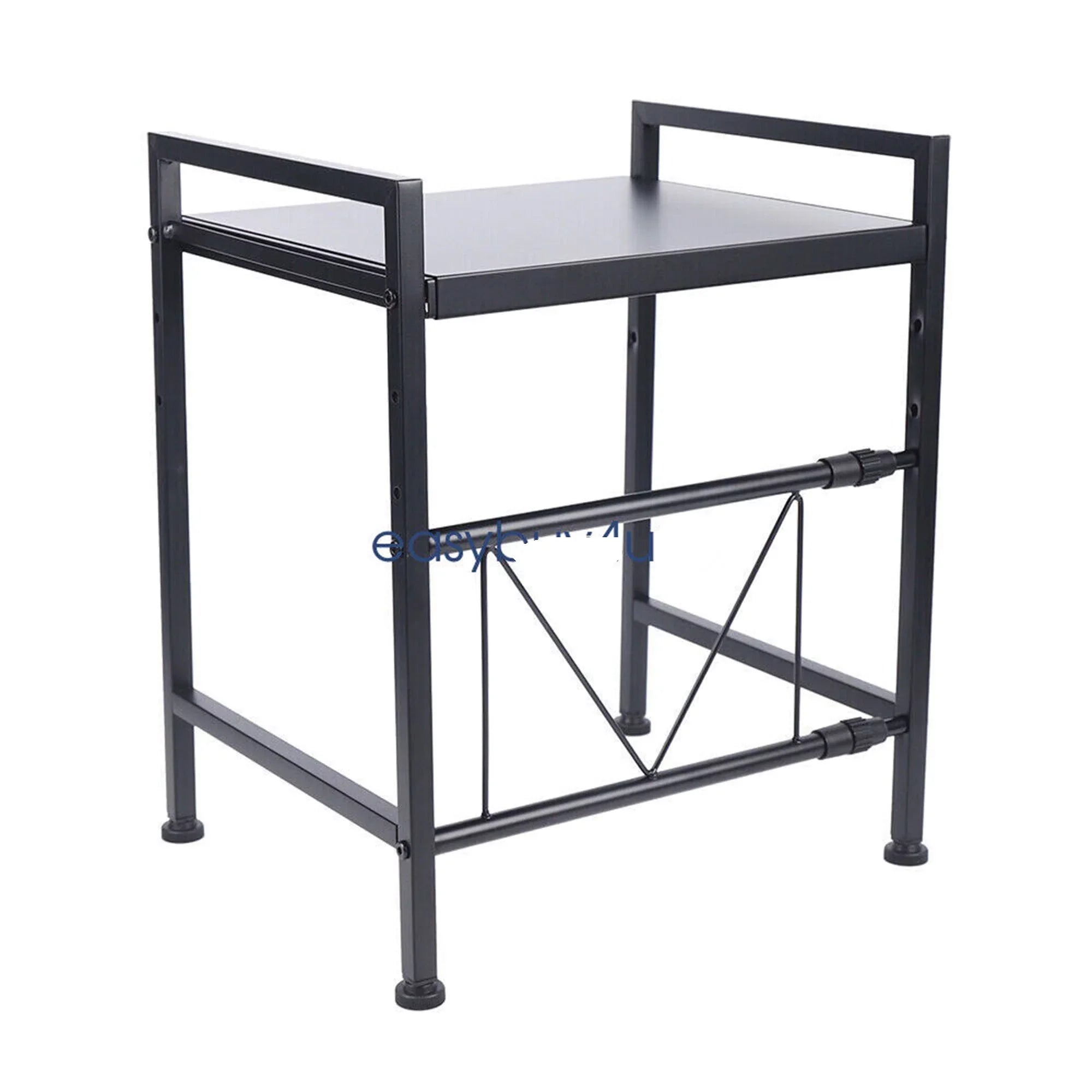 14.5~22.8 inch Microwave Oven Rack, Single Tier Countertop Microwave Oven Rack, Metal Shelf Kitchen Gentlemen Storage Cabinet Stand, Expandable Retractable Microwave Oven Rack