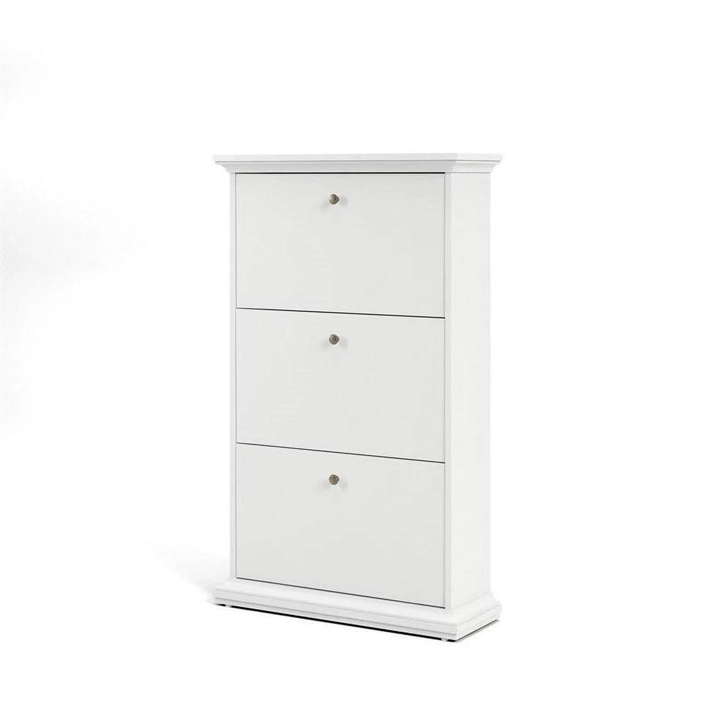 Allora Contemporary 3 Drawer Wood Shoe Cabinet in White