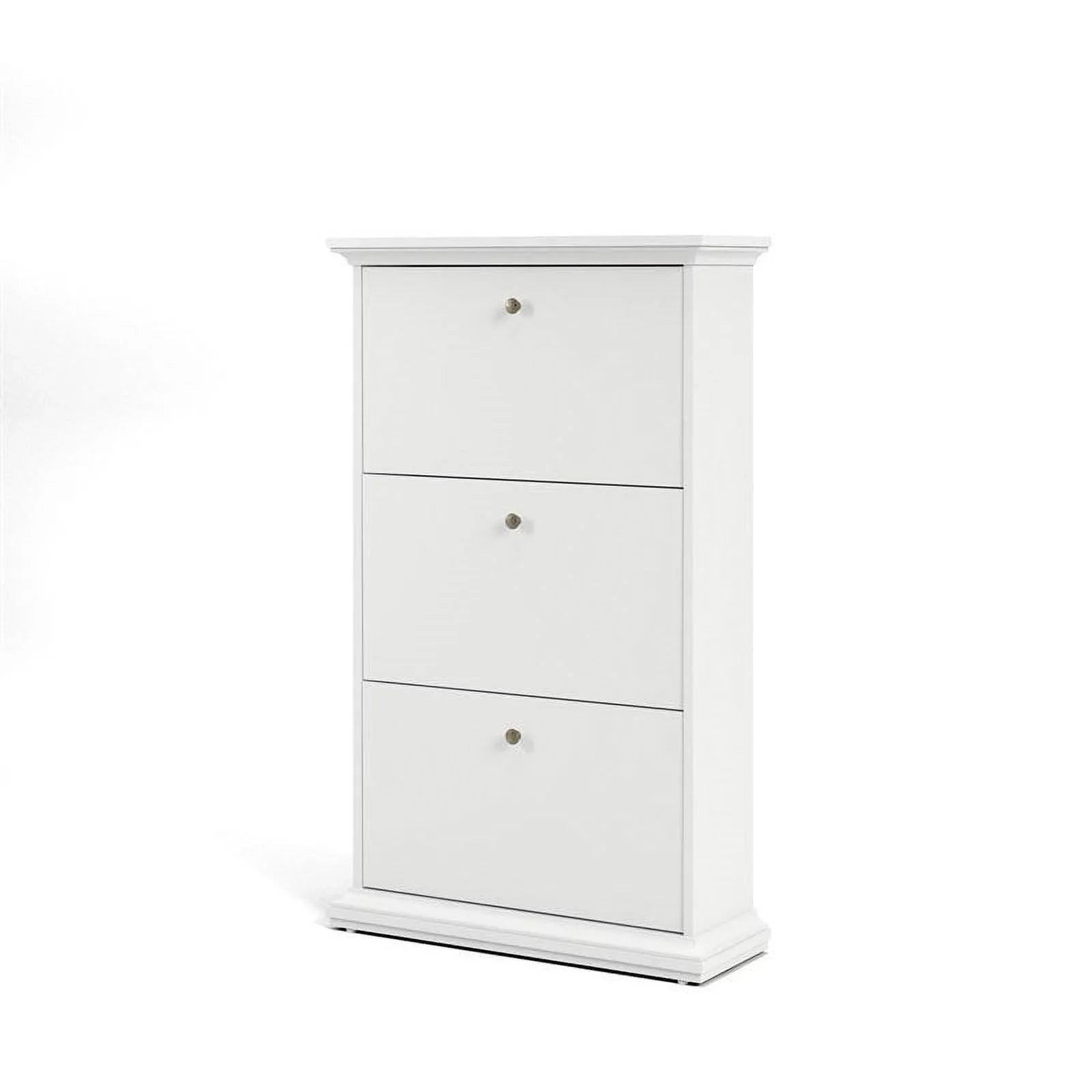 Allora Contemporary 3 Drawer Wood Shoe Cabinet in White