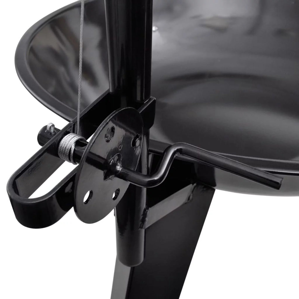 Dcenta Charcoal BBQ Stand with Hanging Round Grill Plate Steel Barbecue Stand for Camping Cooking, Grilling, Smoking, Picnic, Hiking, Party, Garden, Patio 28.3 x 48.4 Inches (Diameter x H)