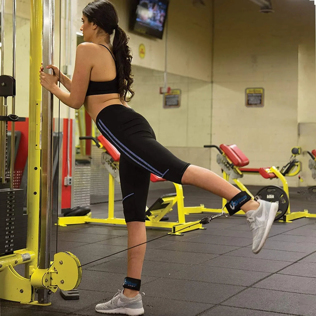 Gym Ankle Strap For Cable Machine - Exercise And Fitness Workout Strap With Neoprene Padding Gentlemen For LAT Pull Down Machine, Cable Home Gym And Resistance Bands