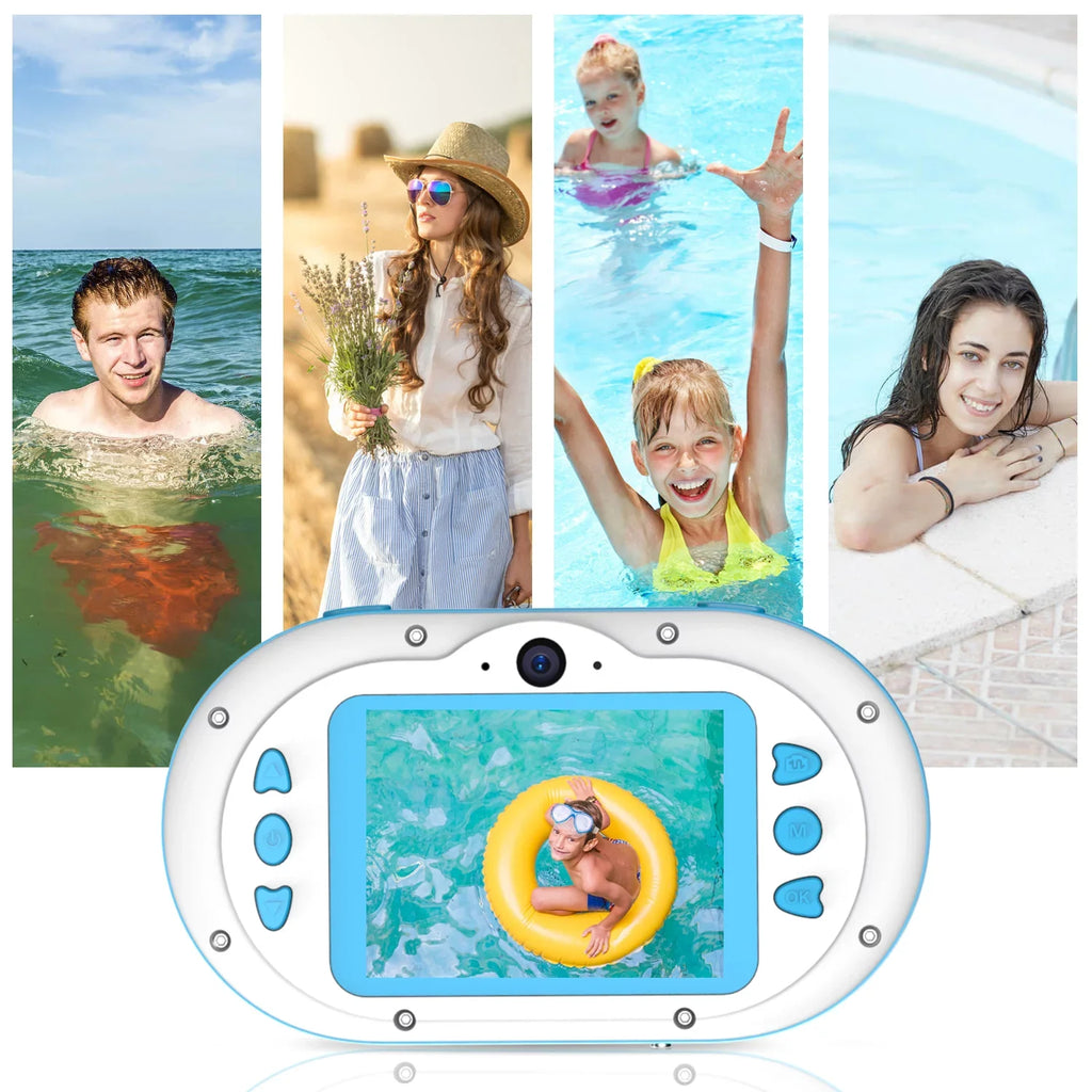 Anself 8MP Digital Waterproof with Front and Rear Dual Cameras 2.4 Inch IPS Screen One-click PhotoVideo Self-timer for 5s