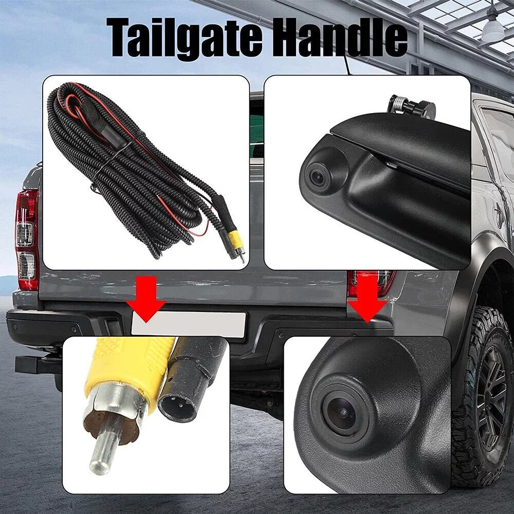 Ford F150 F250 Rear View Camera Kit with Wiring & Tailgate Handle, High Definition CCD, 150-degree Wide Angle, Water-Resistant