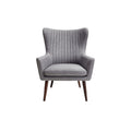 Stylish Gray Upholstered Accent Chair with Wooden Legs