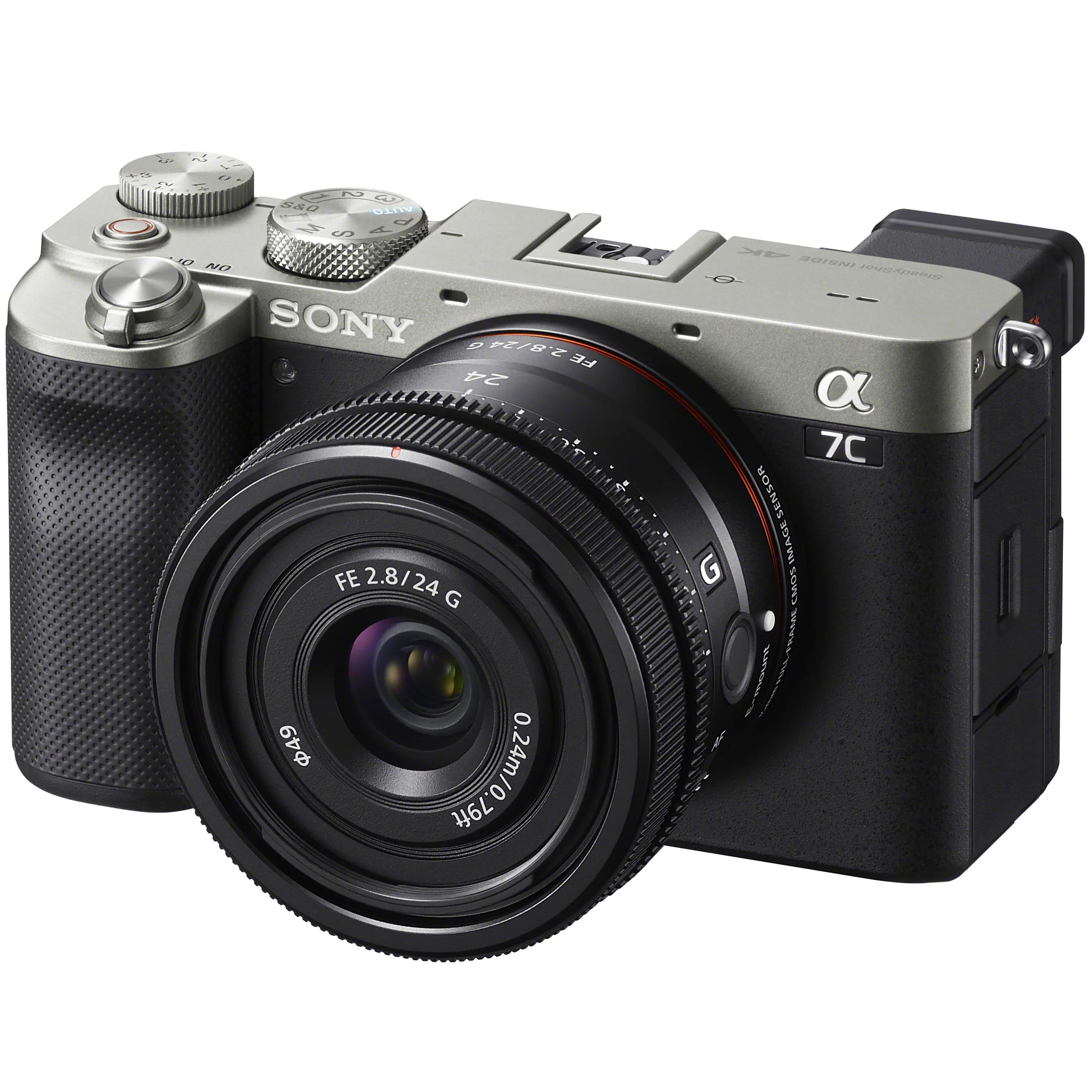 Sony a7C Mirrorless Full Frame Camera Body with Sony FE 24mm F2.8 G Compact Lens SEL24F28G Silver ILCE7C/S Bundle with Deco Gear Photography Backpack Case + Microphone + LED + Monopod and Accessories