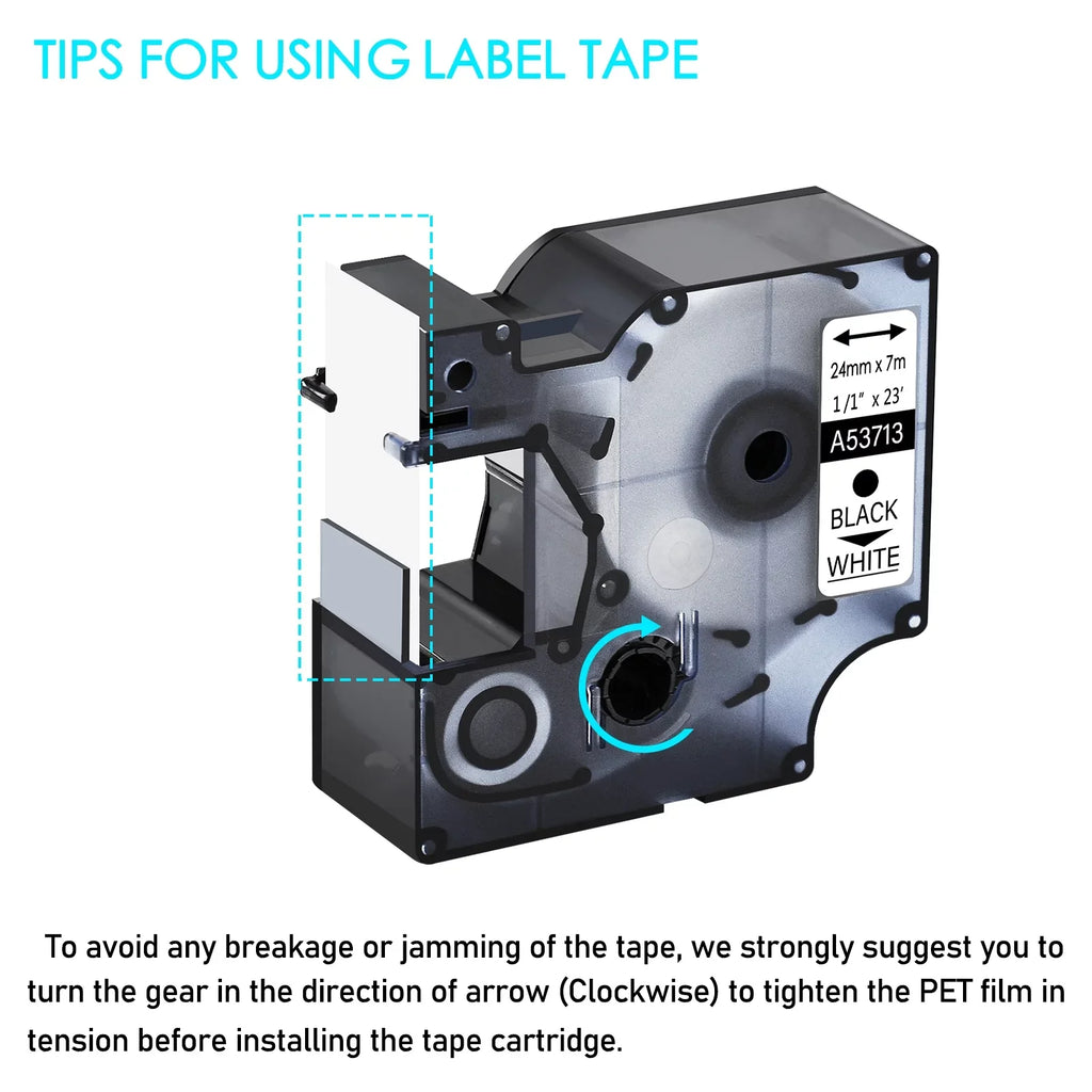 GREENCYCLE 10PK Compatible for DYMO D1 Label Tape 53713 S0720930 24mm 7m Midnight on White for LabelManager 450 450D Label Maker