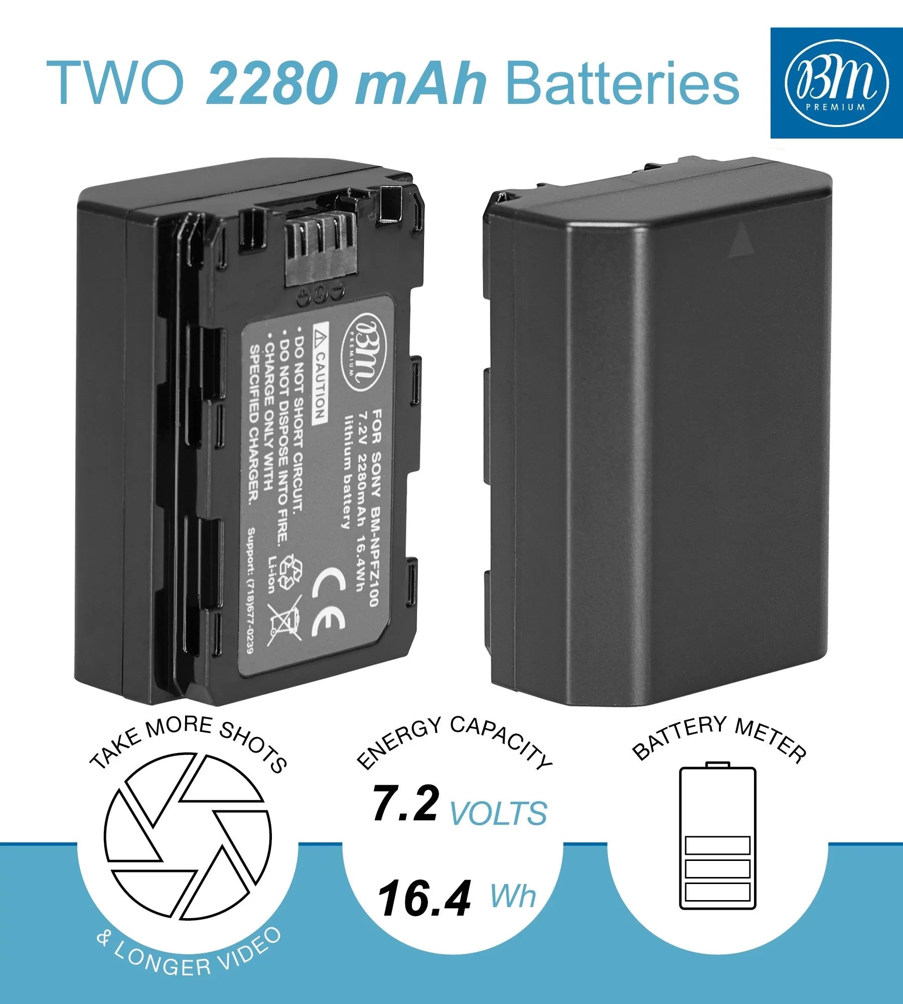 BM 2 NP-FZ100 Batteries and Dual Bay Charger for Sony a7S III, a6600, a7R IV, A7R III, A7R3, a7 III, Alpha A9, Alpha a9 II, Alpha 9R, Alpha 9S Cameras