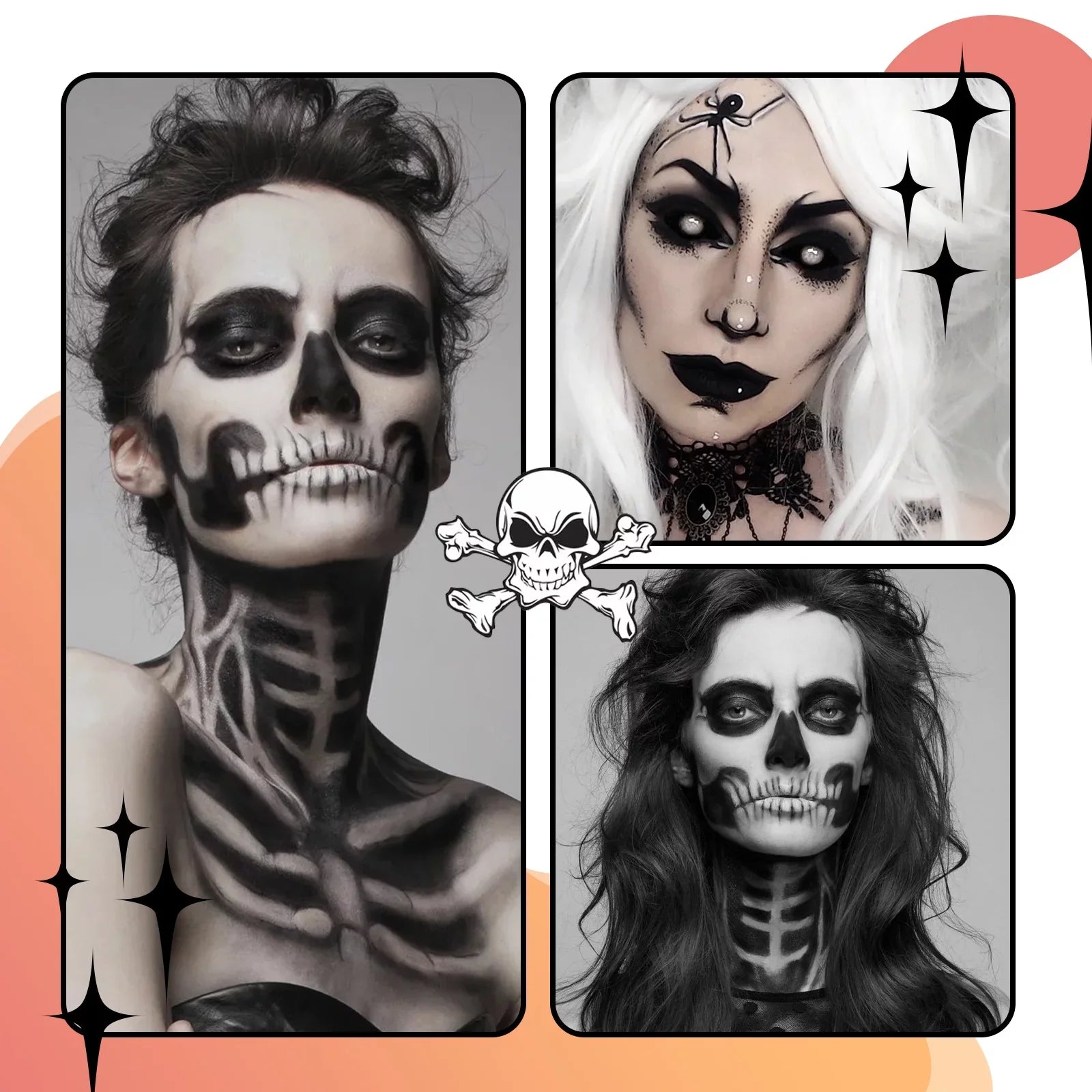 Halloween Dark and white Body Paint Body Paint Vampire skull face zombie makeup paint