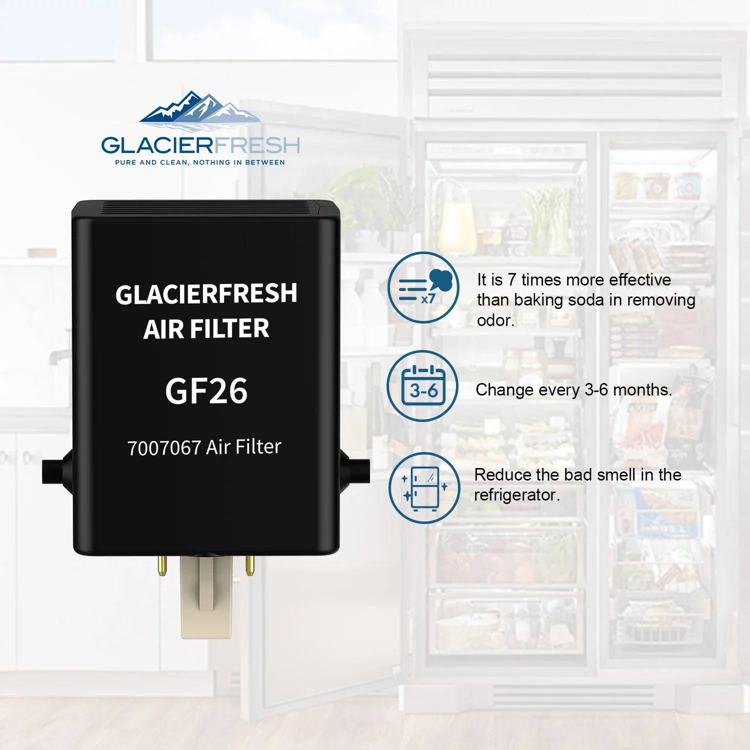 GLACIER FRESH Air Filter Individuals for Refrigerator 7007076 Air Filter, 3 Pack