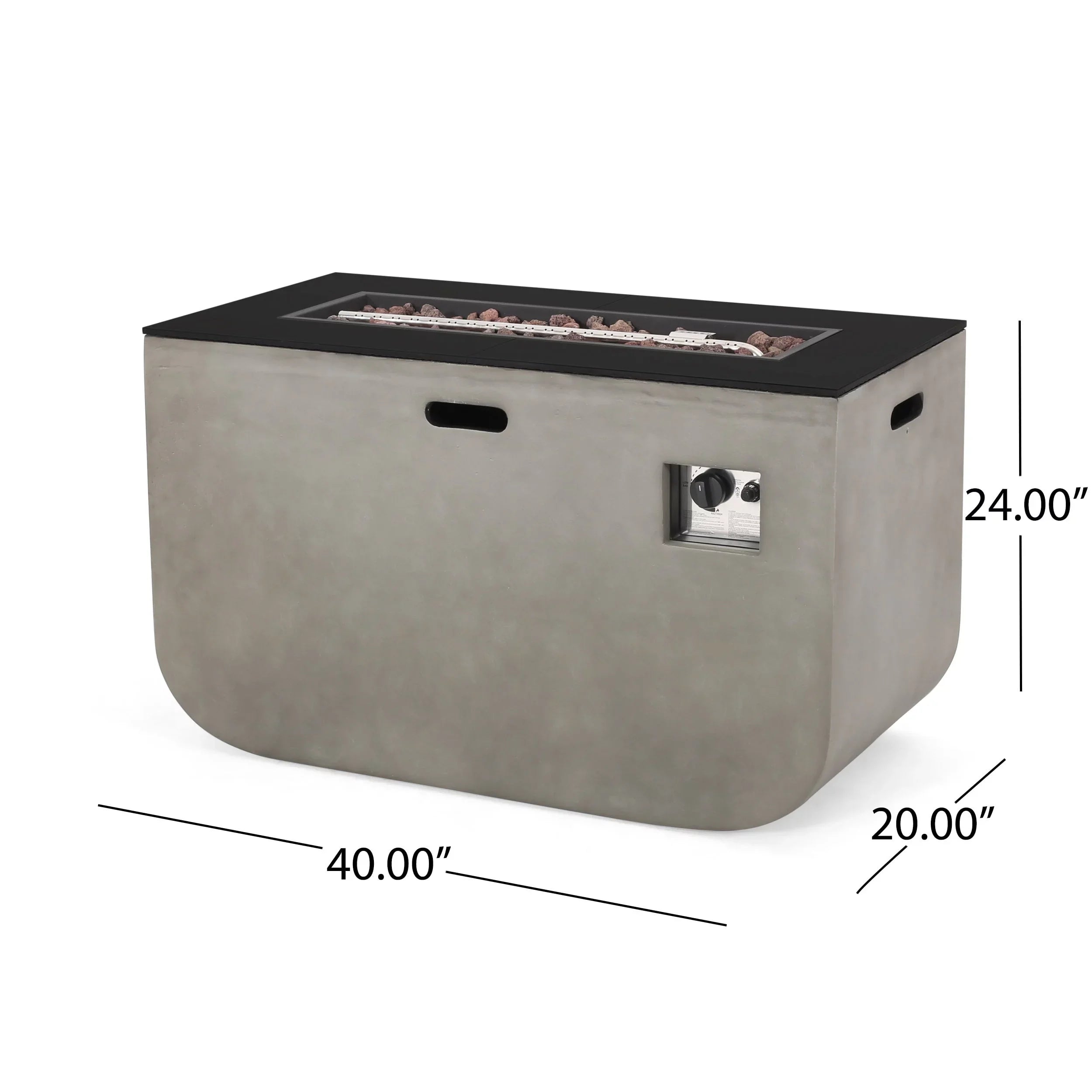 Christopher Knight Home Adio Outdoor 50,000 BTU Modern 40-inch Rectangular Lightweight Concrete and Ceramic Fire Pit Table by