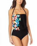 Anne Cole People Swimwear Ebony Blouson One-Piece Floral, Size 8: Midnight