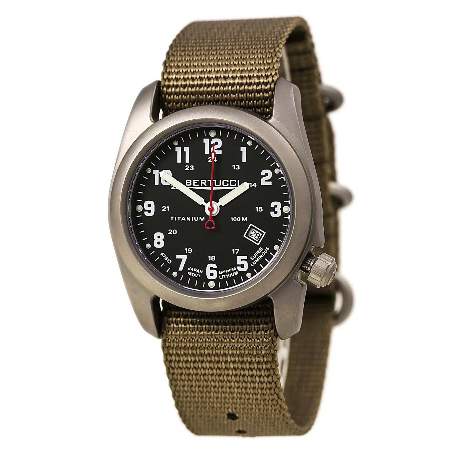 Gentlemen A-2T Original Classic Analog Titanium Watch - Beige Nylon Strap - Midnight Display - 12724