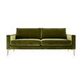 Plush Green Velvet Sofa with Gold Legs
