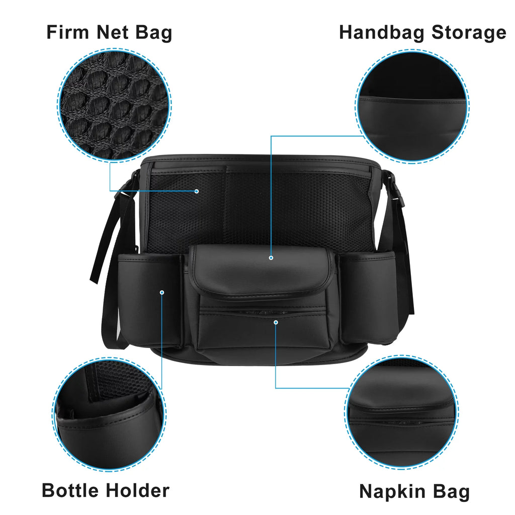 Car Large Capacity Seat Organizer Backseat Multi Pockets Purse Storage for Car 36x26c18cm Ebony