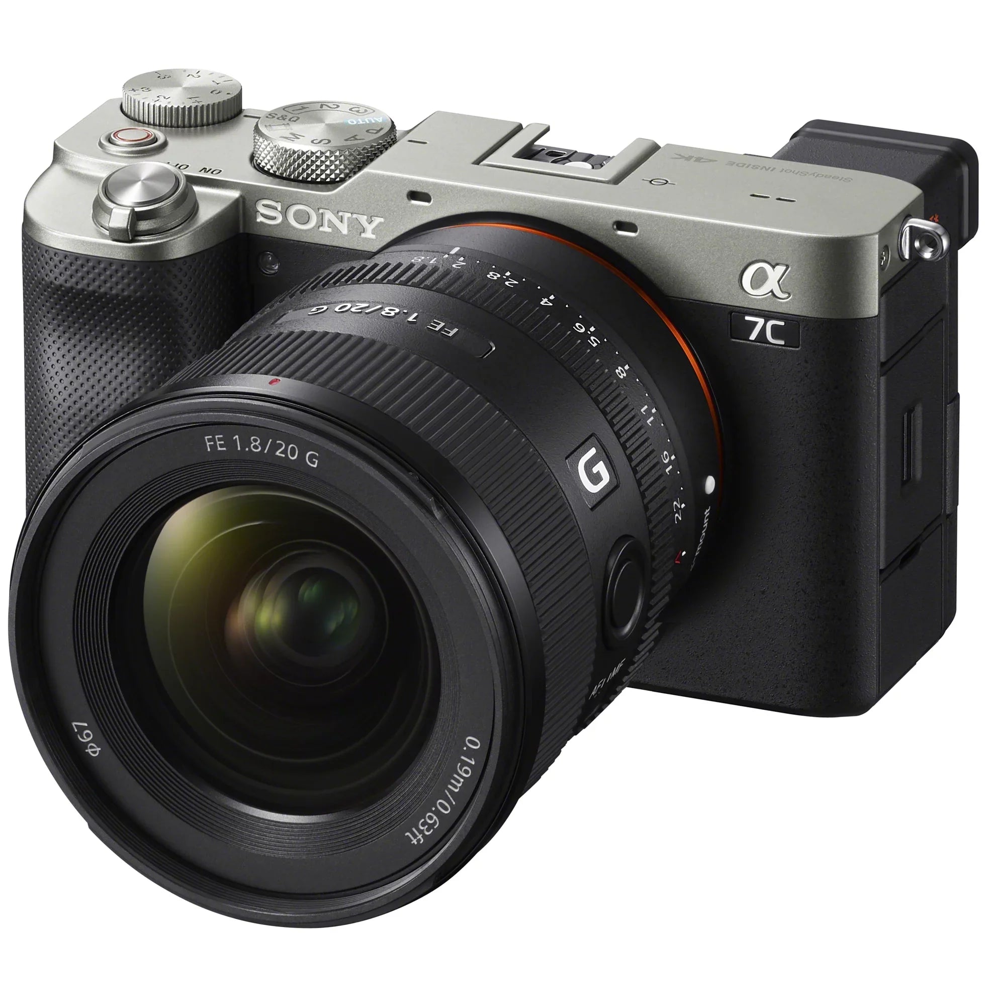Sony a7C Mirrorless Full Frame Camera Body with Sony FE 20mm F1.8 G Lens SEL20F18G Silver ILCE7C/S Bundle with Deco Gear Photography Backpack Case , Software and Accessories