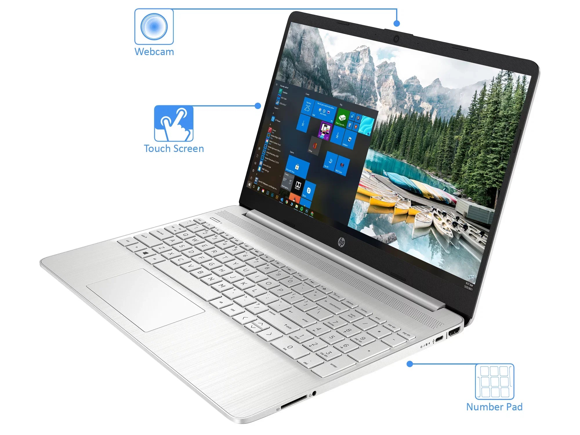 HP 15 Laptop, 15.6" HD Display, Intel Core i3-1125G4 3.70GHz, 32GB RAM, 512GB SSD, HDMI, Wi-Fi, Bluetooth, Windows 10 Home S
