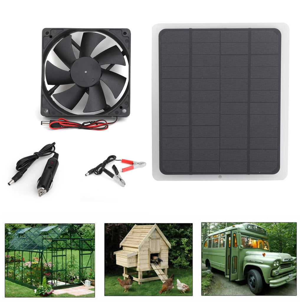 TOPTENG Solar Powered Fan Kit, 10w Solar Panel Fan Kit, 12V Outdoor Portable Mini Ventilator For Greenhouse Chicken House Pet Houses Camping Cooling Ventilation