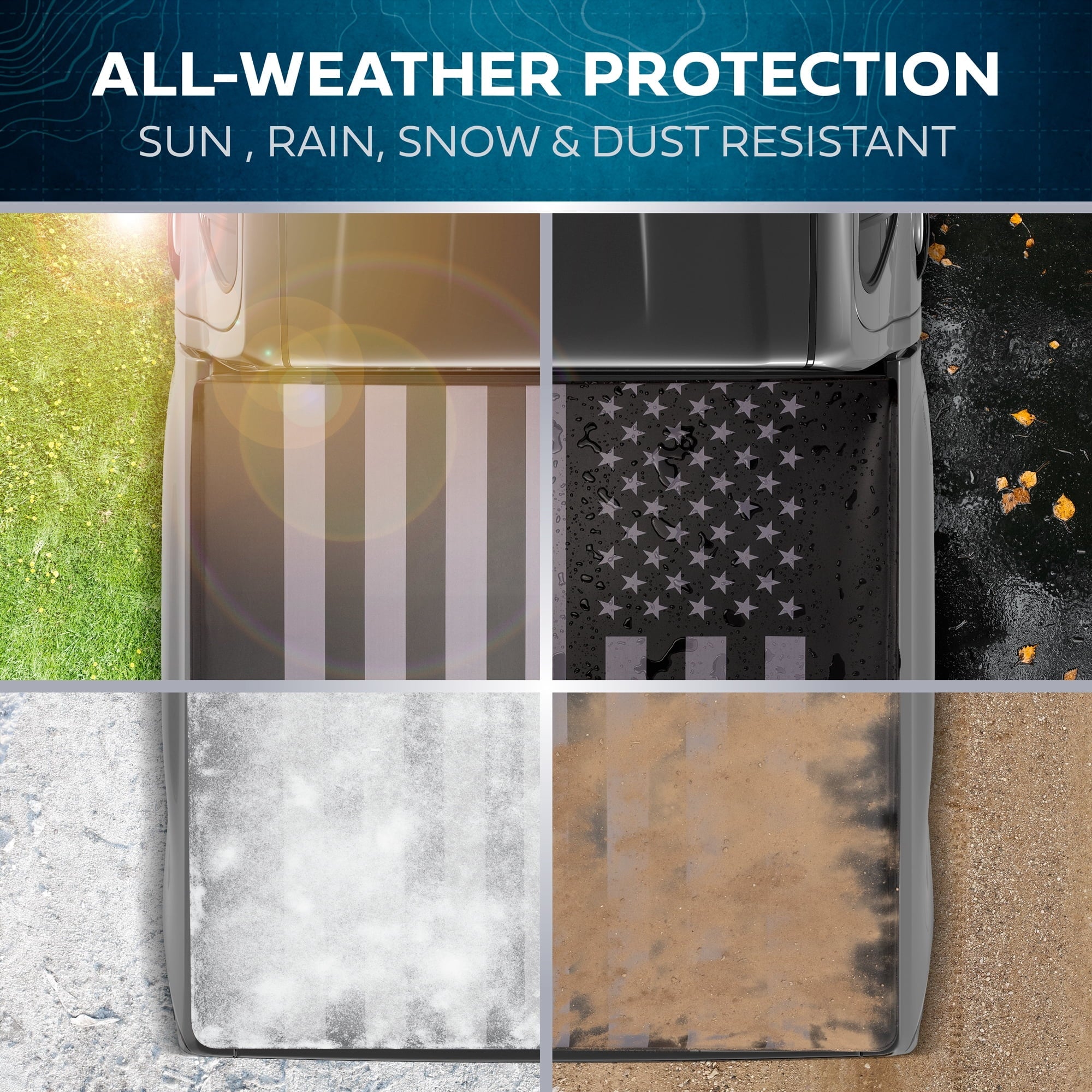 Ebony Flag Tonneau Cover Soft Roll-up Truck Bed Protector All Weather Retractable for Ram 1500 2002-2023 2500/3500 2003-2020 6.4 ft