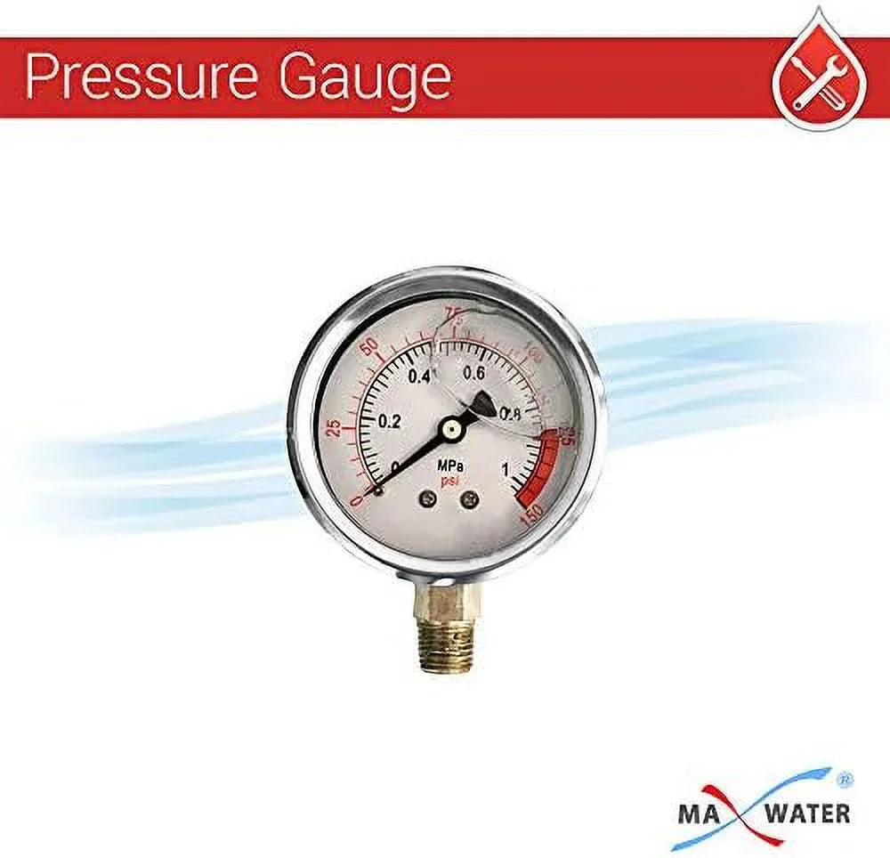 2 Pack 10" BB Clear Whole House System Filter Housing 1" NPT Brass Ports W/Pressure Release, 2 Pressure Gauges, Wrench 2 Brackets