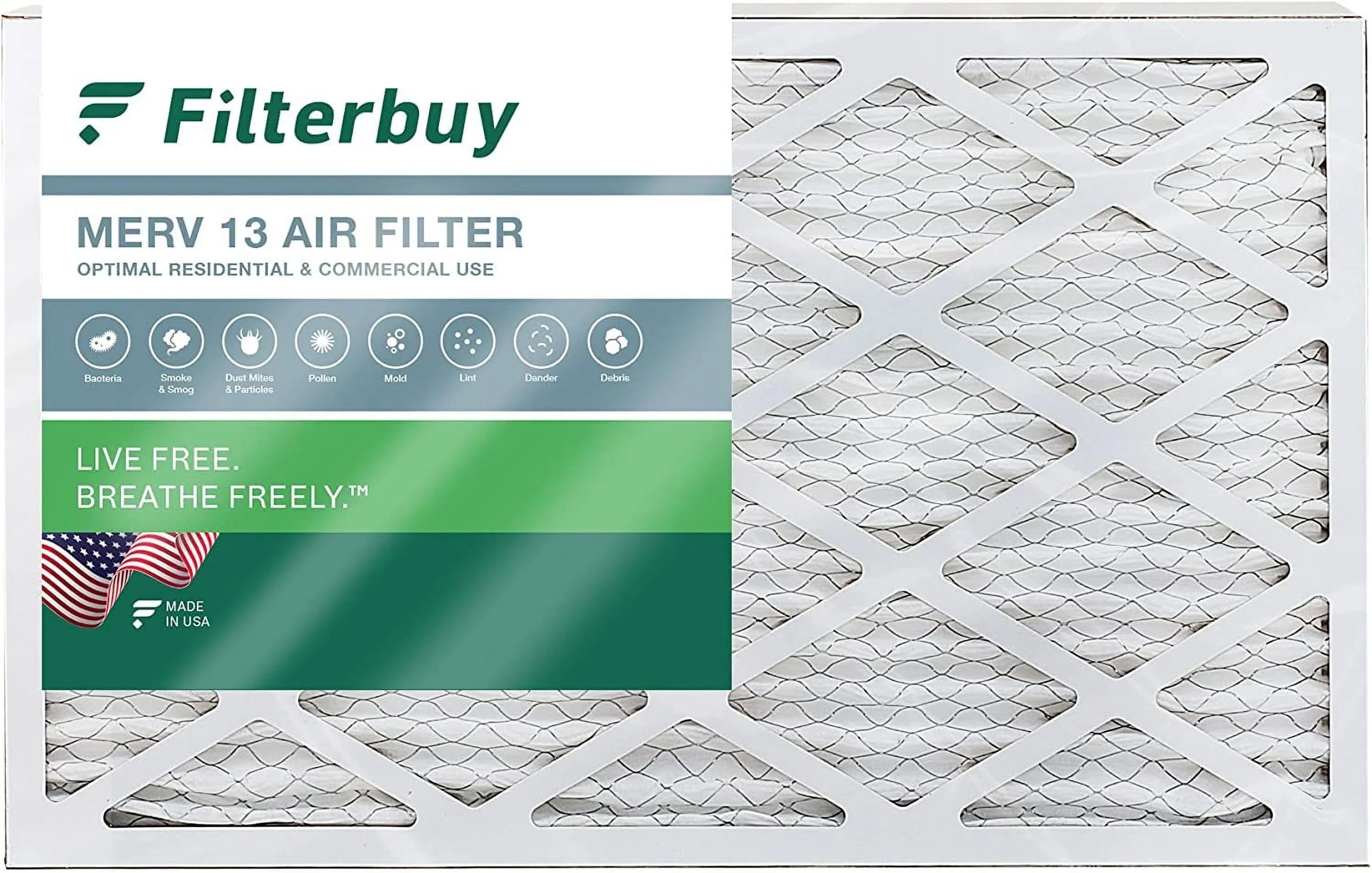 Filterbuy 16x25x4 MERV 13 Pleated HVAC AC Furnace Air Filters (1-Pack)