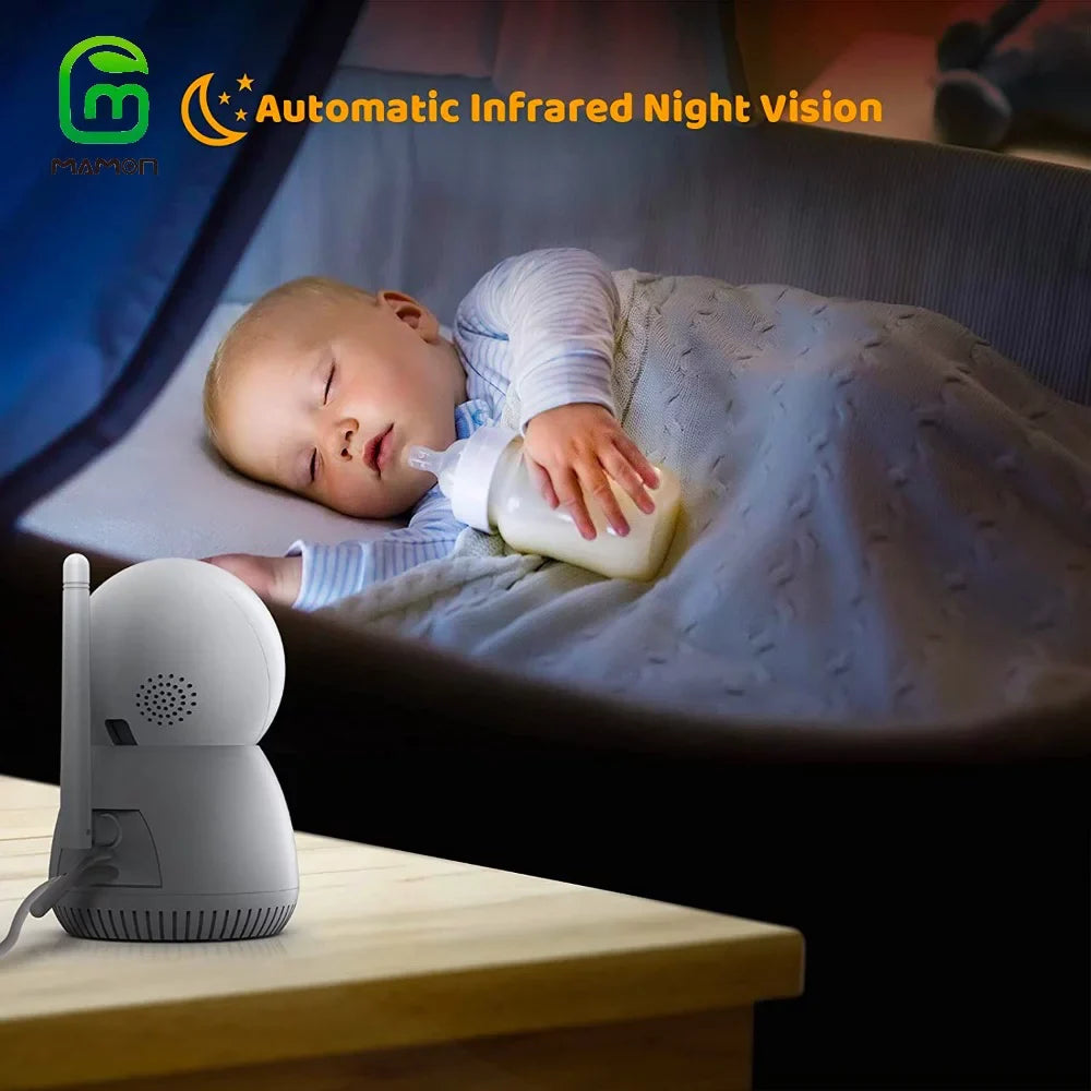 MAMON Video Baby Monitor with Camera and Audio 1080P 5" HD Display Two Way Talk PTZ Remote Large Battery Capacity