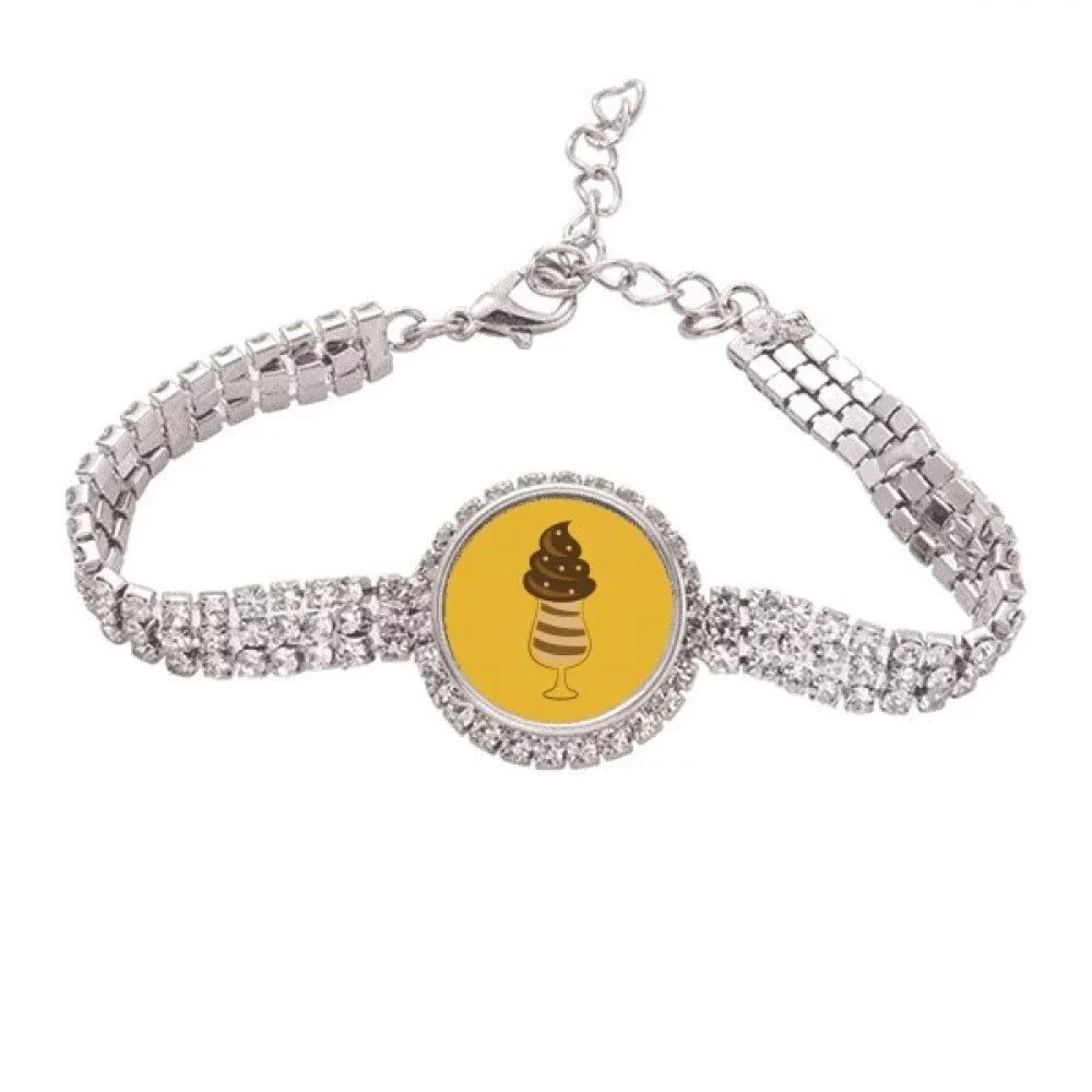Cup Chocolatey Sweet Ice Pattern Tennis Chain Anklet Bracelet Diamond Jewelry