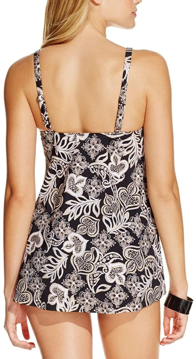 Swim Solutions People Paisley-Print Tankini Top, Ebony 20