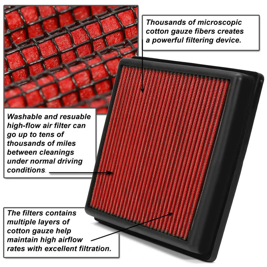 For 1999-2008 Porsche 911 3.4/3.6/3.8l Reusable Drop-In Panel Air Filter Red