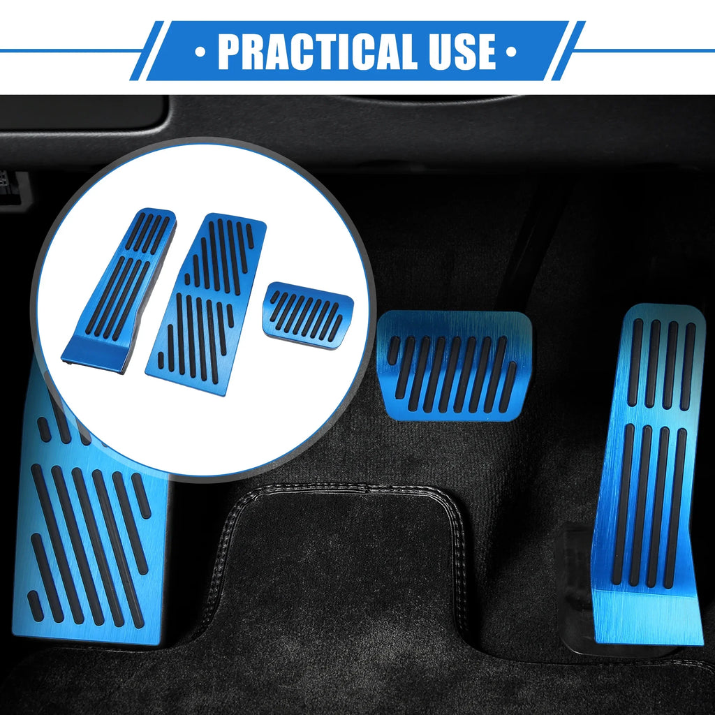3 Pcs Car Gas Accelerator Brake Foot Rest Pedal Cover Pad for Mazda CX-30 2020-2021 Antislip Blue