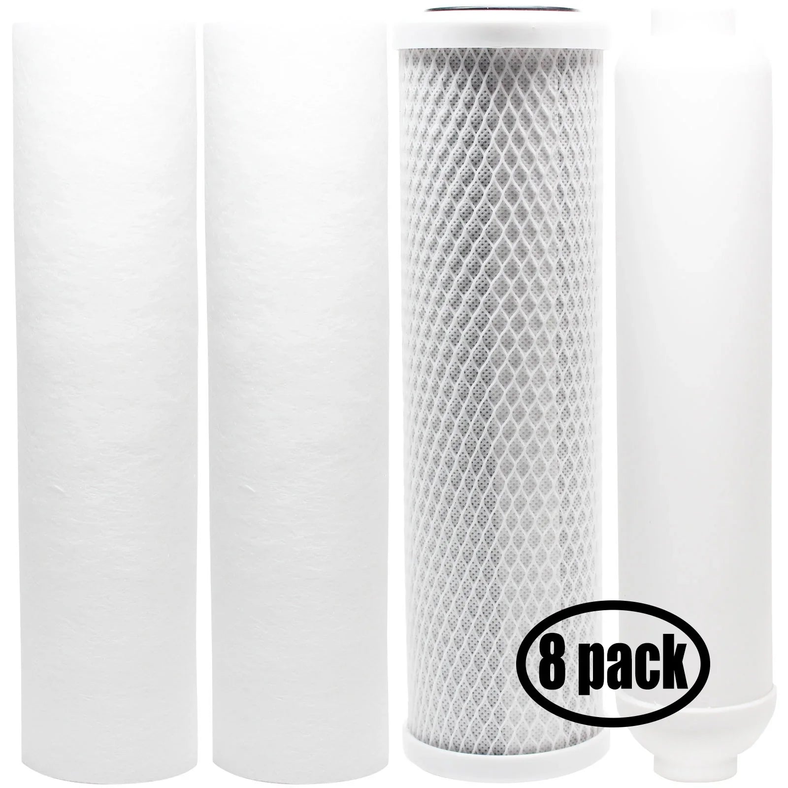 8-Pack People for Filter Kit for PurePro EC105-UV RO System - Includes Carbon Block Filter, PP Individuals Filters & Inline Filter Cartridge - Denali Pure Brand