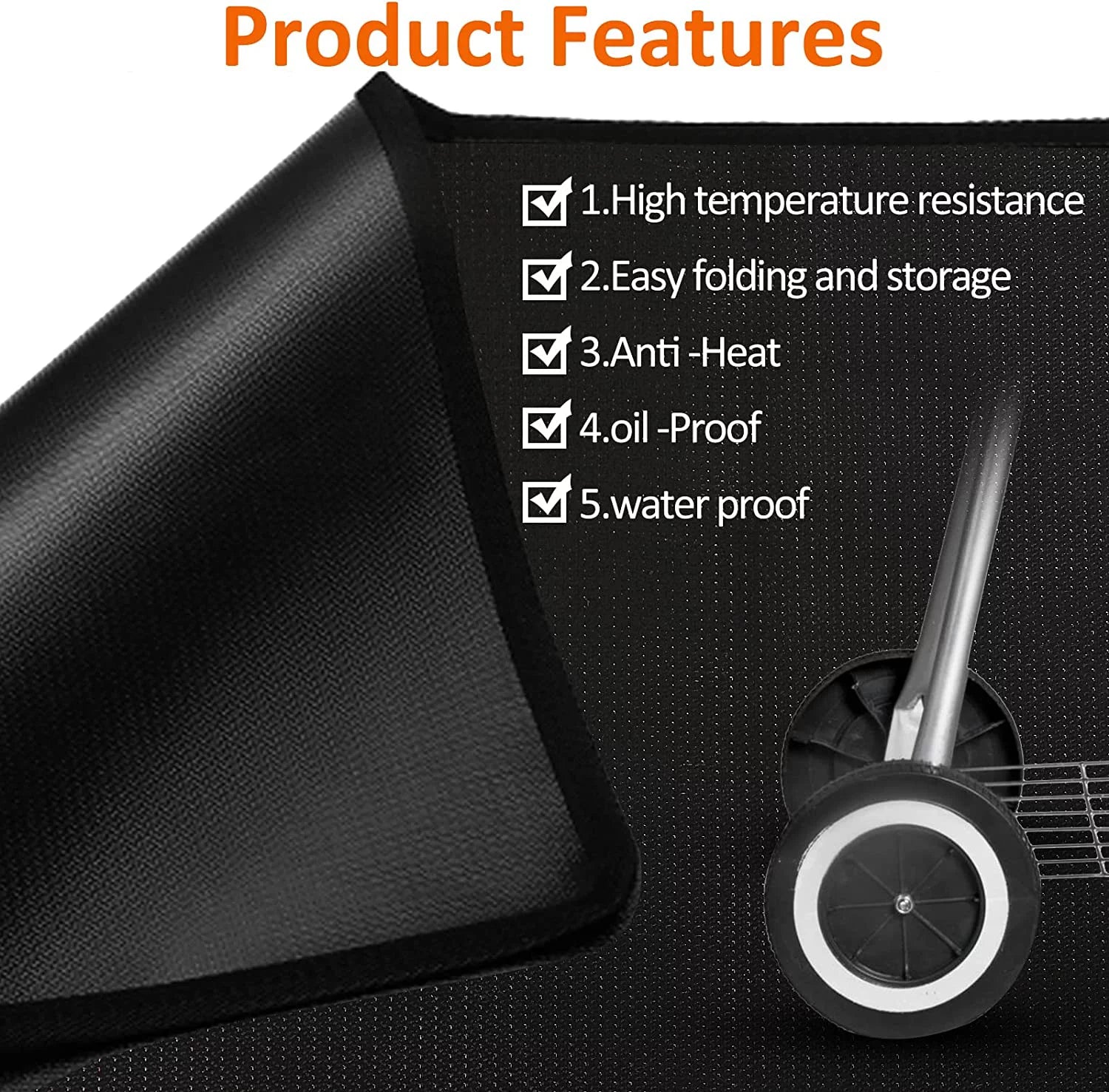 AXOMRFC 60*48inch Under Grill Mat for Outdoor Grill, Fireproof Mat for Outdoor Charcoal, Flat Top, Smokers, Gas Grills, BBQ Grill Mat for Deck Protector, Indoor Fireplace Mat Fire Pit Mat, Midnight