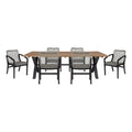 Termination Beckham Outdoor 7 Piece Live Edge Dining Set in Eucalyptus and Rope