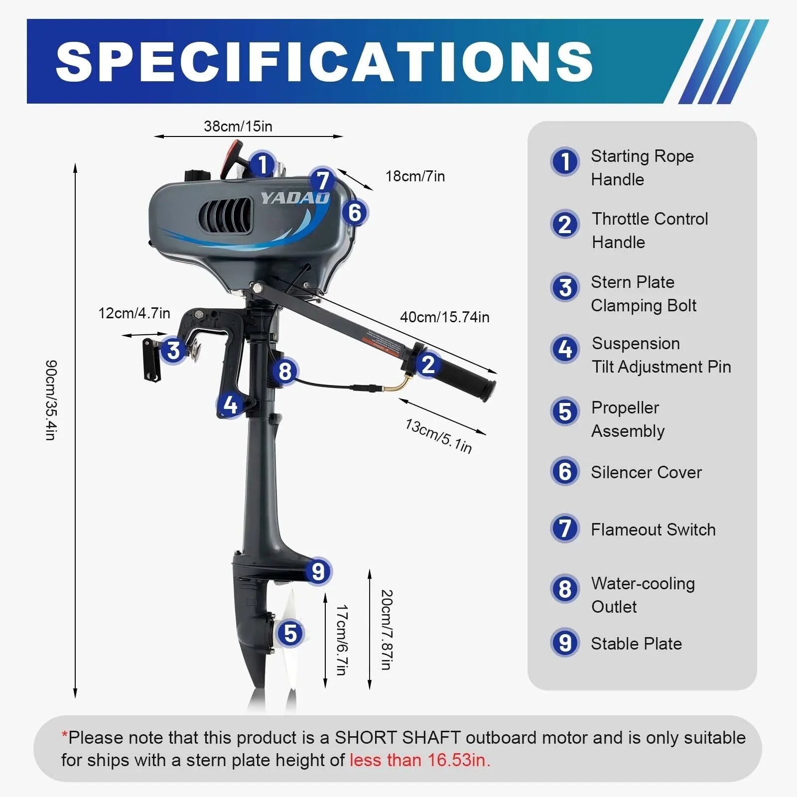 Heavy Duty 3.5HP 2 Stroke Outboard Engine Motor Boat Engine Water Cooling System