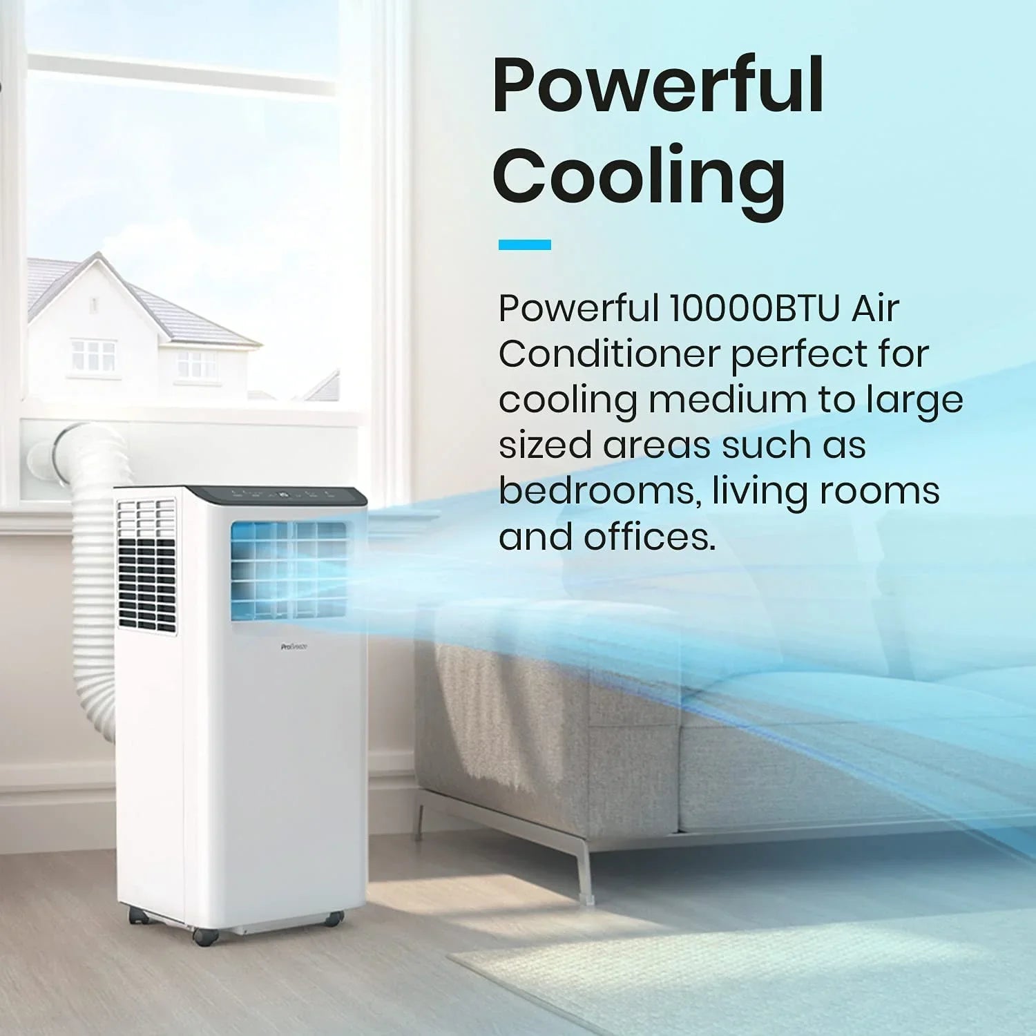 QCAI 4 in 1 Portable Air Conditioner for Room 10000 BTU 450SqFt Air Conditioning Unit, Smart Air Conditioner with Fan, Dehumidifier, Night, Timer, Window Venting Kit, Wifi Portable AC Unit