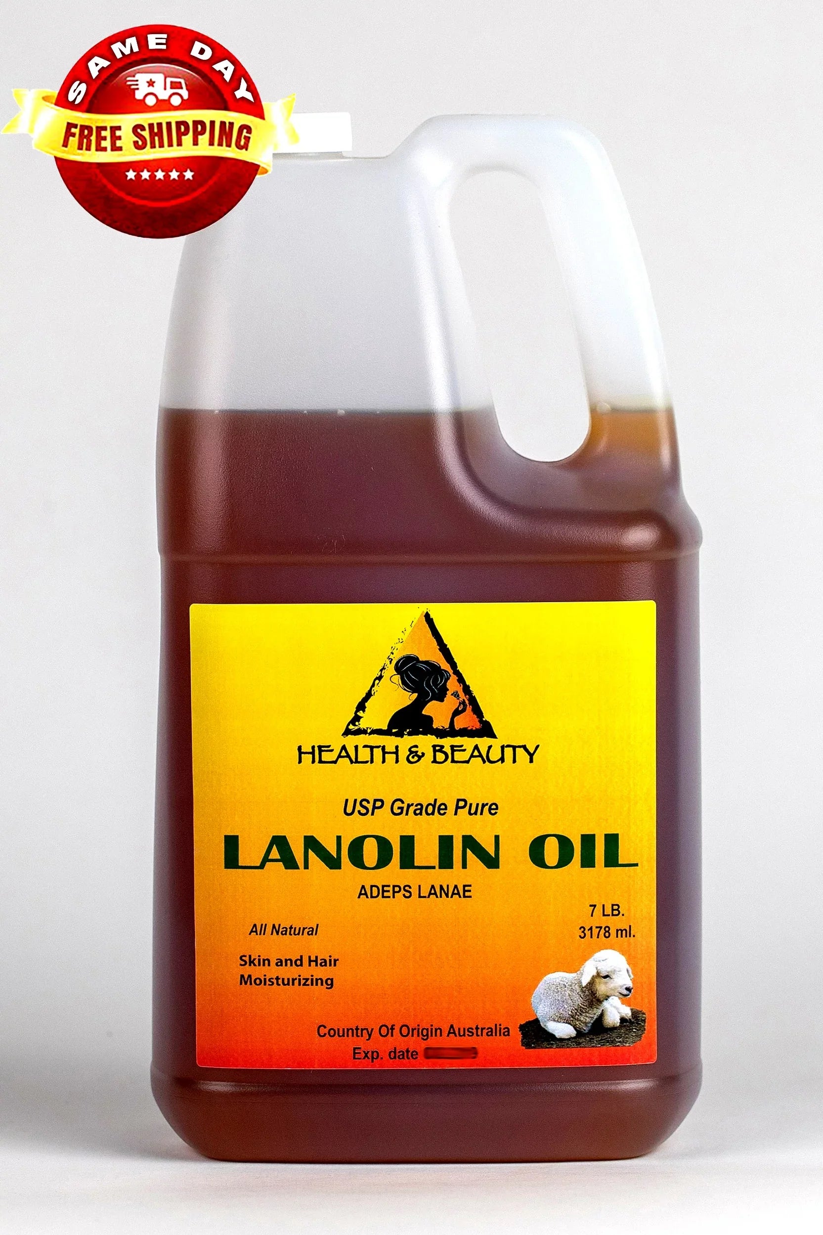 LANOLIN OIL USP GRADE PHARMACEUTICAL SKIN HAIR LIPS MOISTURIZING 100% PURE 7 LB