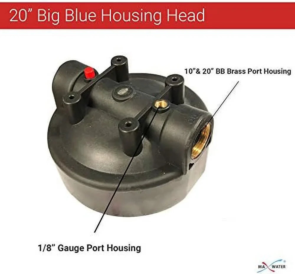 2 Pack 10" BB Clear Whole House System Filter Housing 1" NPT Brass Ports W/Pressure Release, 2 Pressure Gauges, Wrench 2 Brackets