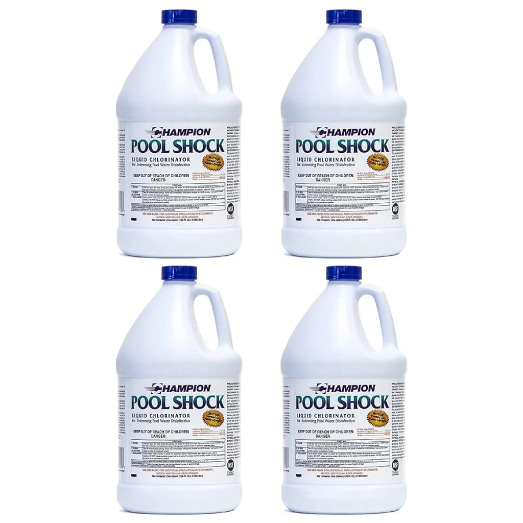 Champion Pool Shock Liquid Chlorinator for Pool Water Disinfection (4 Pack)