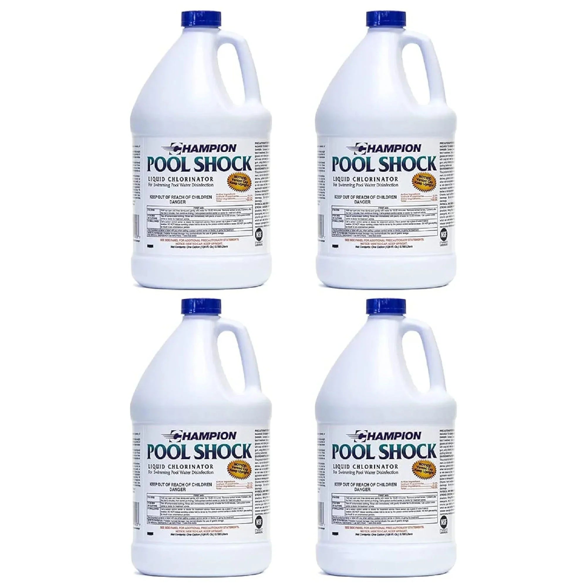 Champion Pool Shock Liquid Chlorinator for Pool Water Disinfection (4 Pack)