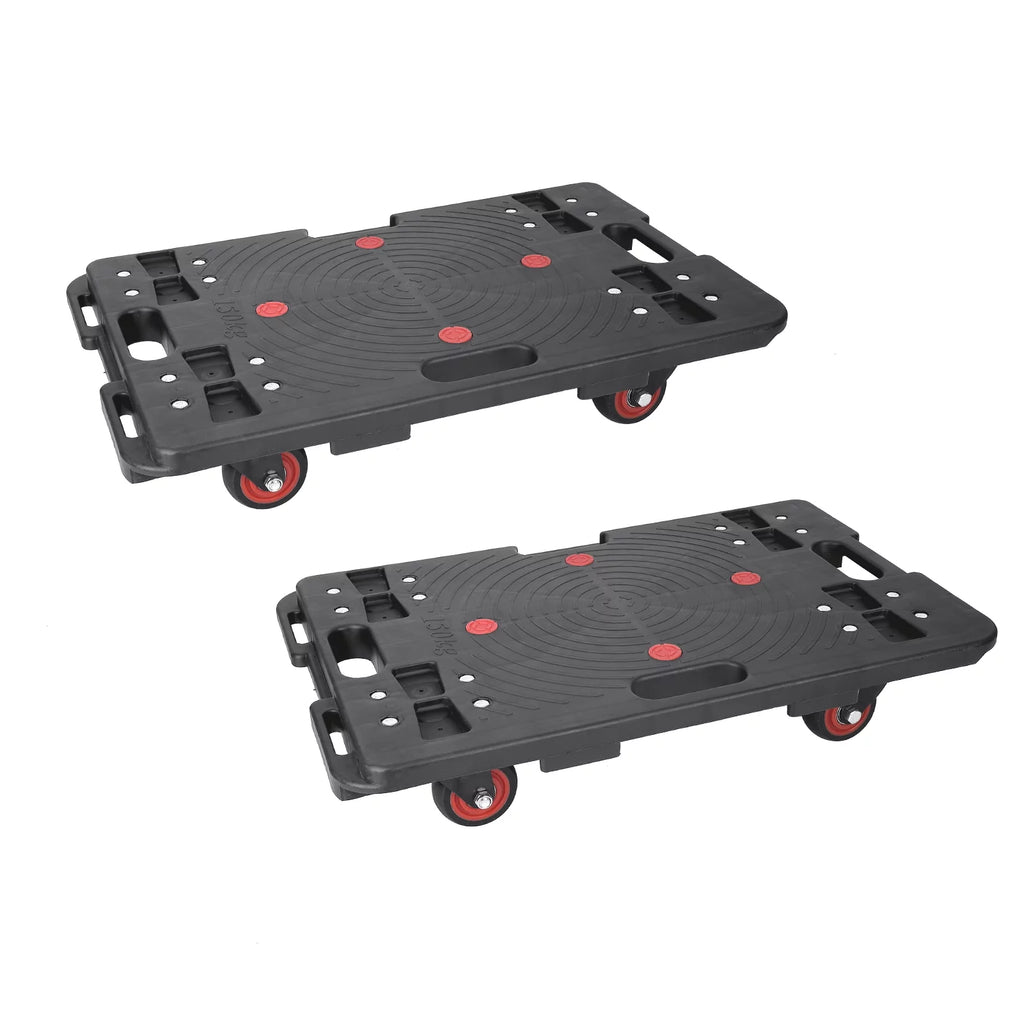 Homhougo—2PCS Portable Folding Hand Truck 330 Lbs Capacity 4 Rotate Wheels Transport Trolley Luggage Cart for Home Office Travel Dark 2pcs