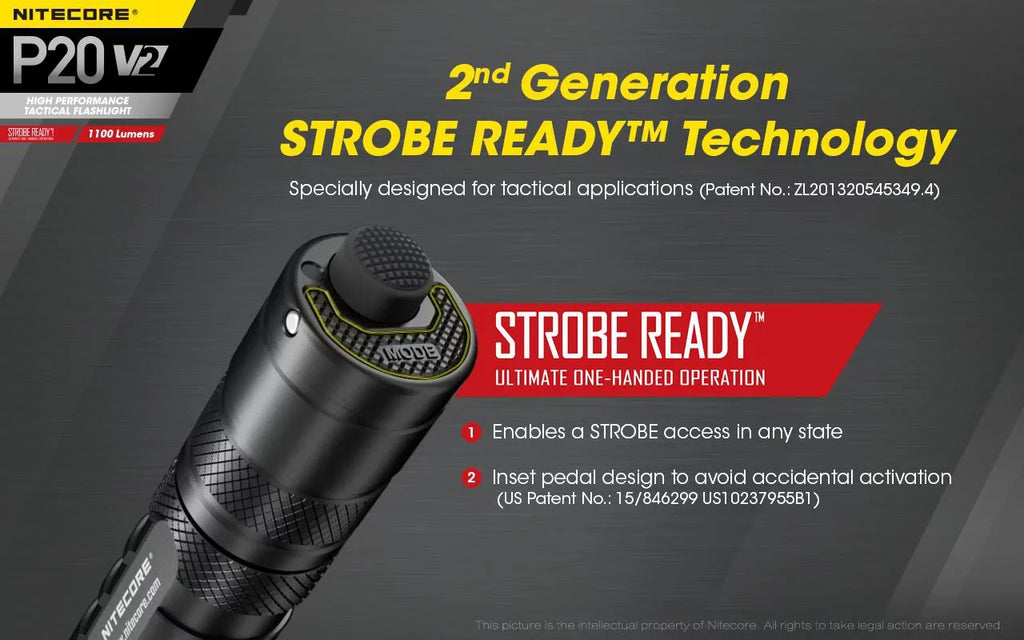 Combo: Nitecore P20 V2 Tactical LED Flashlight - CREE XP-L2 V6 - 1100 People w/NL183 Battery, UI1 Charger +Free Eco-Sensa USB Cord