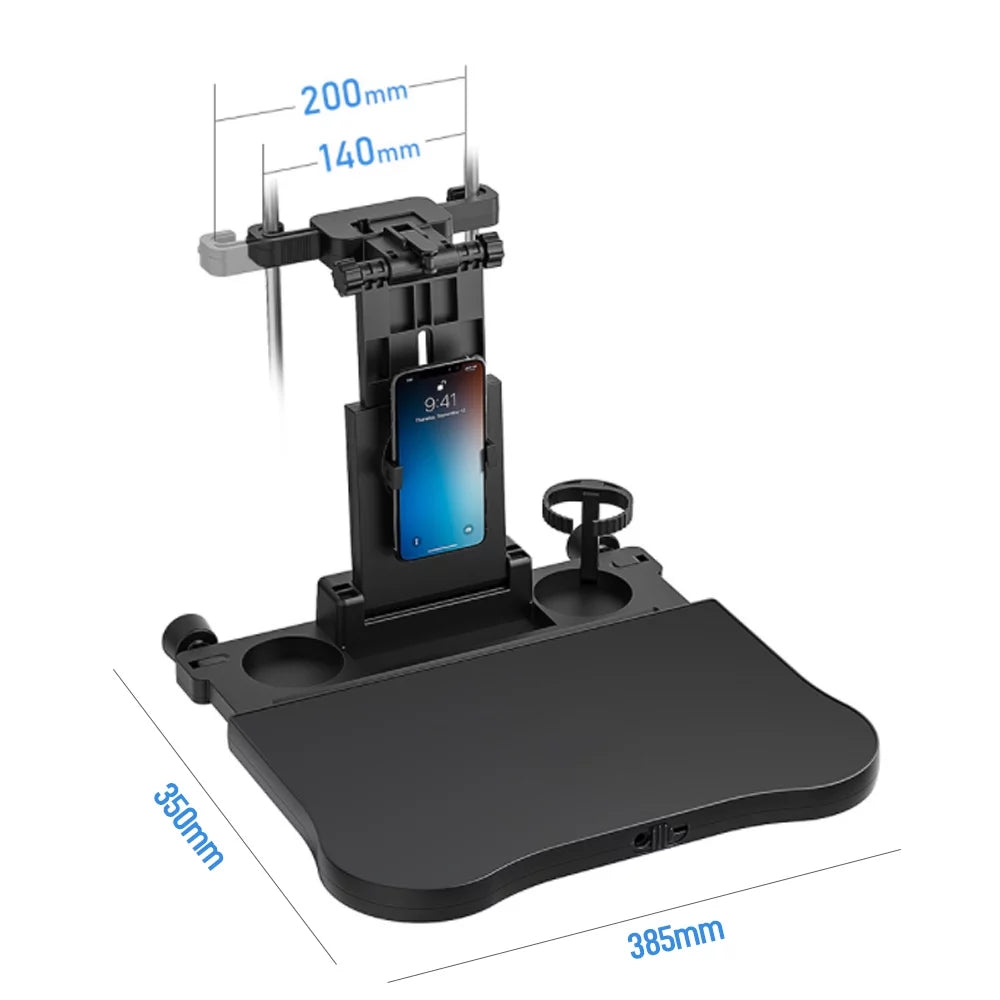 Dcenta Adjustable Car Seat Travel Table Multifunctional Foldable Car Back Seat Food Tray, Car Table with Phone Holder for Working, Writing, Eating Ebony