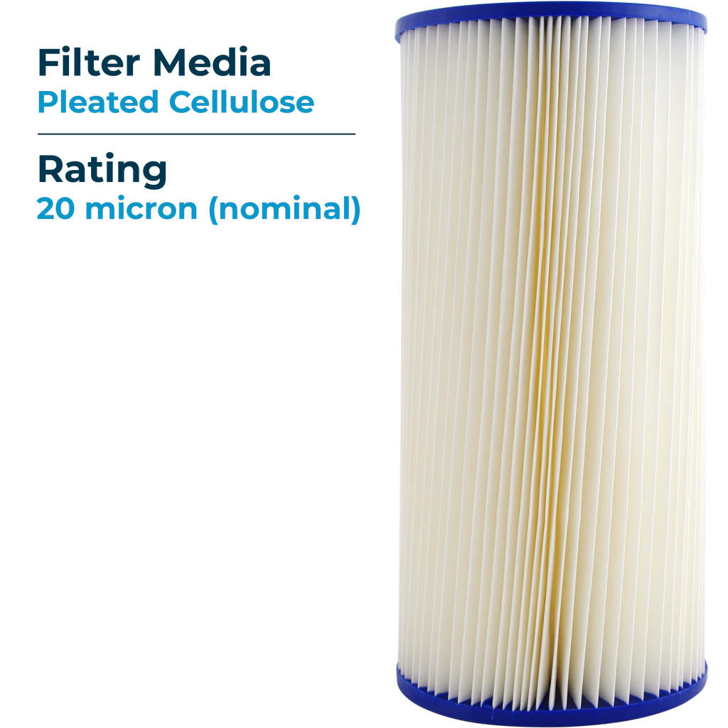 SpiroPure SP-EC20-BB 10x4.5 20 Micron Pleated Cellulose People Water Filter Cartridge ECP20-BB 255491-43 (Case of 8)