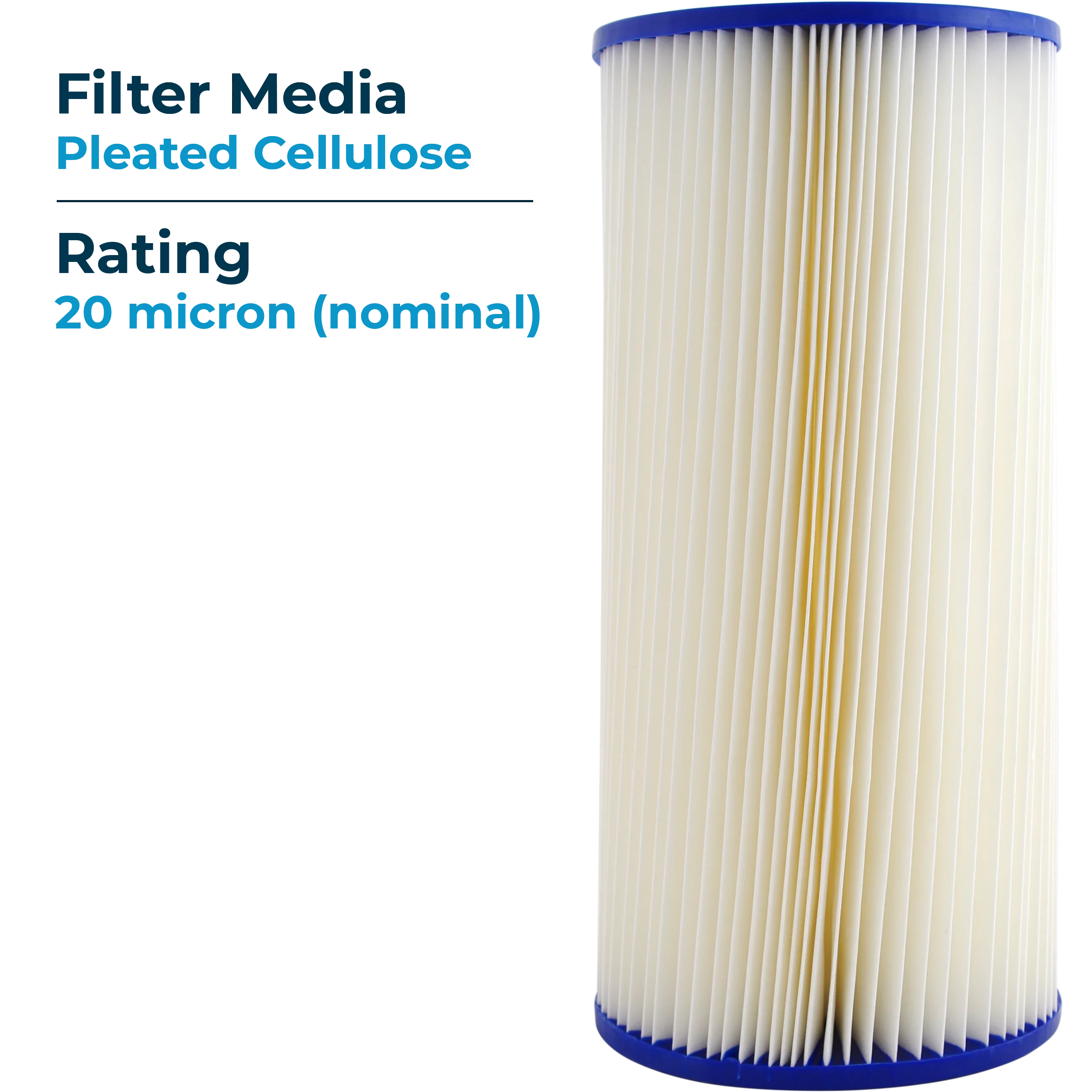 SpiroPure SP-EC20-BB 10x4.5 20 Micron Pleated Cellulose People Water Filter Cartridge ECP20-BB 255491-43 (Case of 8)