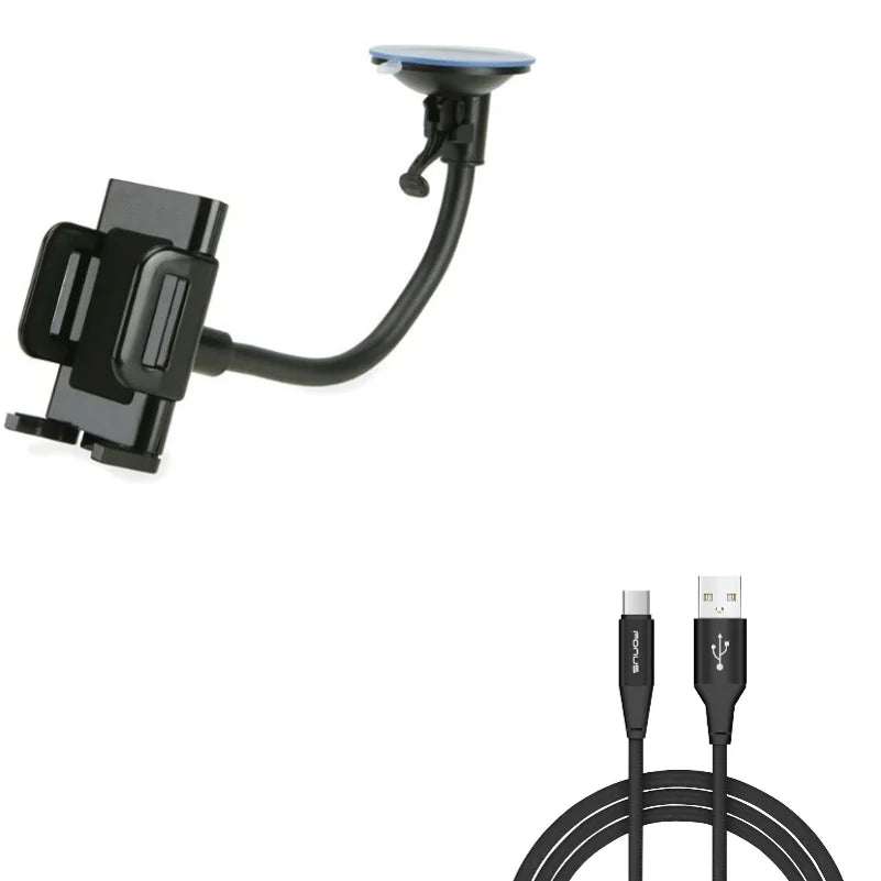 Car Mount Holder and 6ft USB-C Cable Charger Power Cord Q6G for Galaxy A72 5G A71 5G A70 A52 5G A51 5G A42 5G A32 5G A30s A21 A12 5G A11 A02s A01 - Sonim XP8 XP3plus XP3