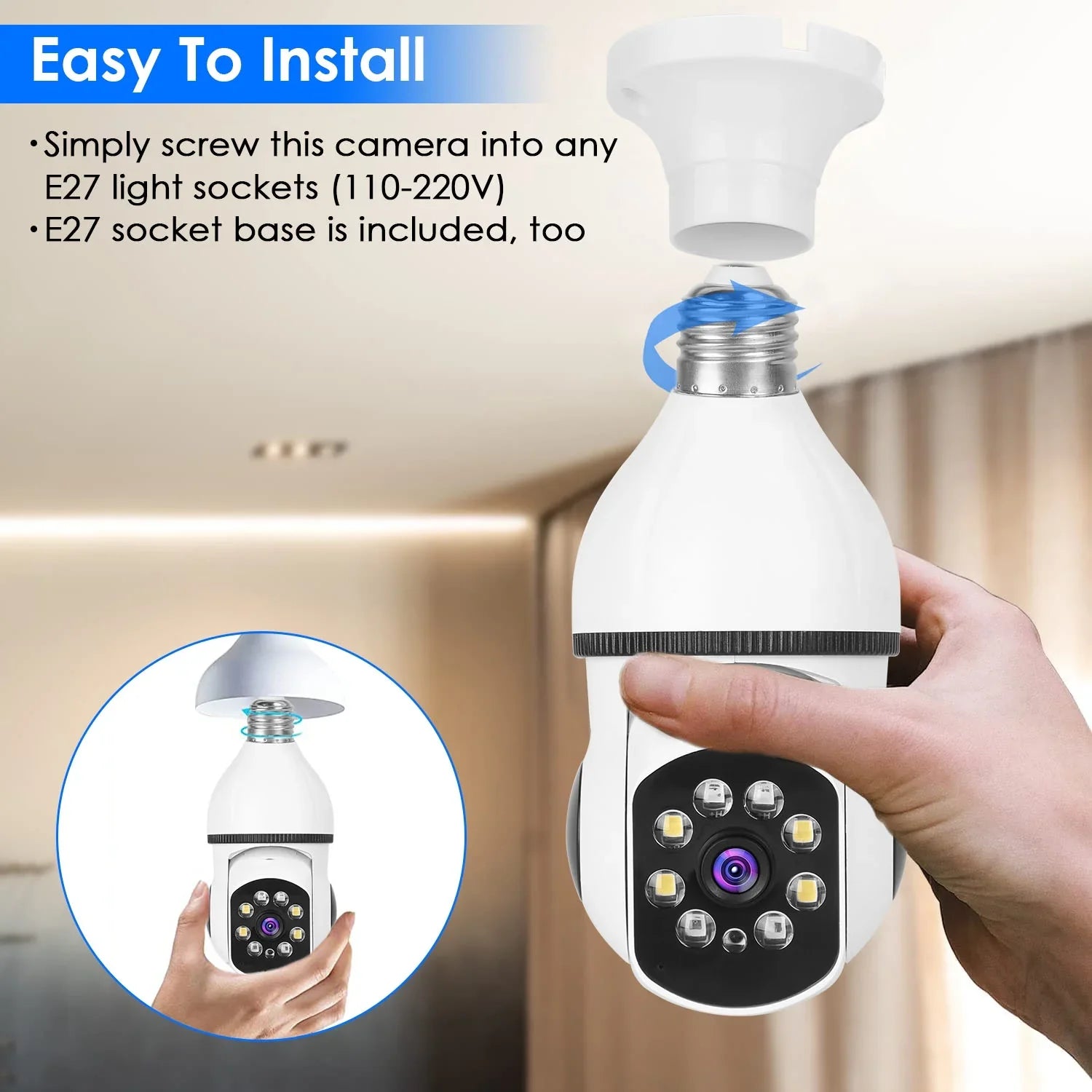Electric Security Surveillance Camera iMounTEK 1080P FHD Wireless E27 WiFi Bulb Camera 360 Degree Panoramic Motion Tracking Alarm Two-Way Audio Night Vision APP Control
