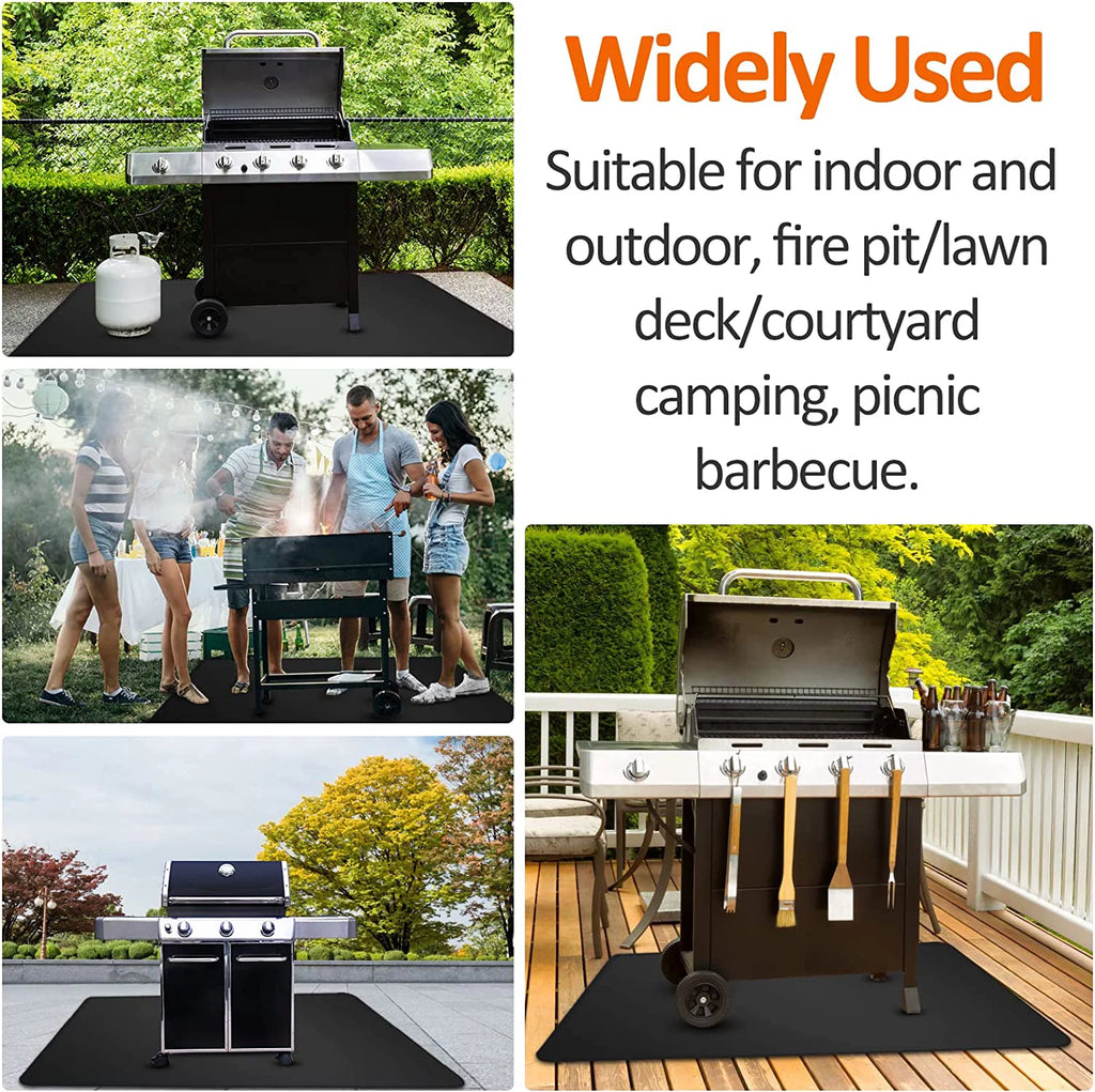 AXOMRFC 60*48inch Under Grill Mat for Outdoor Grill, Fireproof Mat for Outdoor Charcoal, Flat Top, Smokers, Gas Grills, BBQ Grill Mat for Deck Protector, Indoor Fireplace Mat Fire Pit Mat, Midnight
