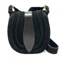Italian Artisan Lara People Vintage Suede Leather Messenger Bag, Ebony - Small