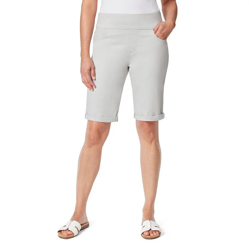 Gloria Vanderbilt Individuals Amanda Pull-On Bermuda Shorts 16 Petite Dove Grey