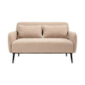 "Modern Beige Boucle Loveseat with Decorative Cushions"